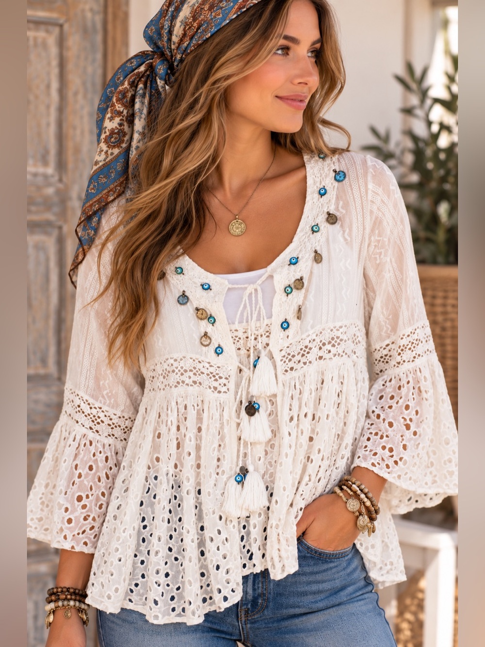 Barok Paris Boho Lace Top/Jacket with tassel and embellishments
